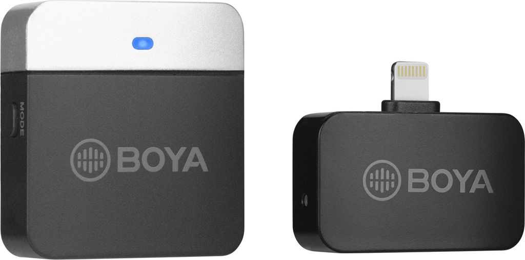BOYA BY-M1LV-D 2,4-GHz-Funkmikrofonsystem Sender + Empfaenger Mini-Aufnahmemikrofon mit MFi-em Lightning-Anschluss Ersatz fuer iOS-Smartphones Tabl...