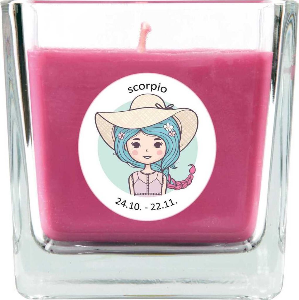 HS Candle "Sternzeichen" Duftkerze Lavendel im Bonbonglas ( Skorpion ) - viele Motive zur Auswahl, 190g - Brenndauer bis zu 50 Std - Scorpio