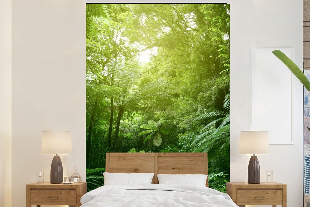 MuchoWow Fototapete für Wohnzimmer oder Schlafzimmer Wandtapete Vinyl Motivtapete Dschungel - Pflanzen - Blätter - Jungen - Mädchen - Kinder -...