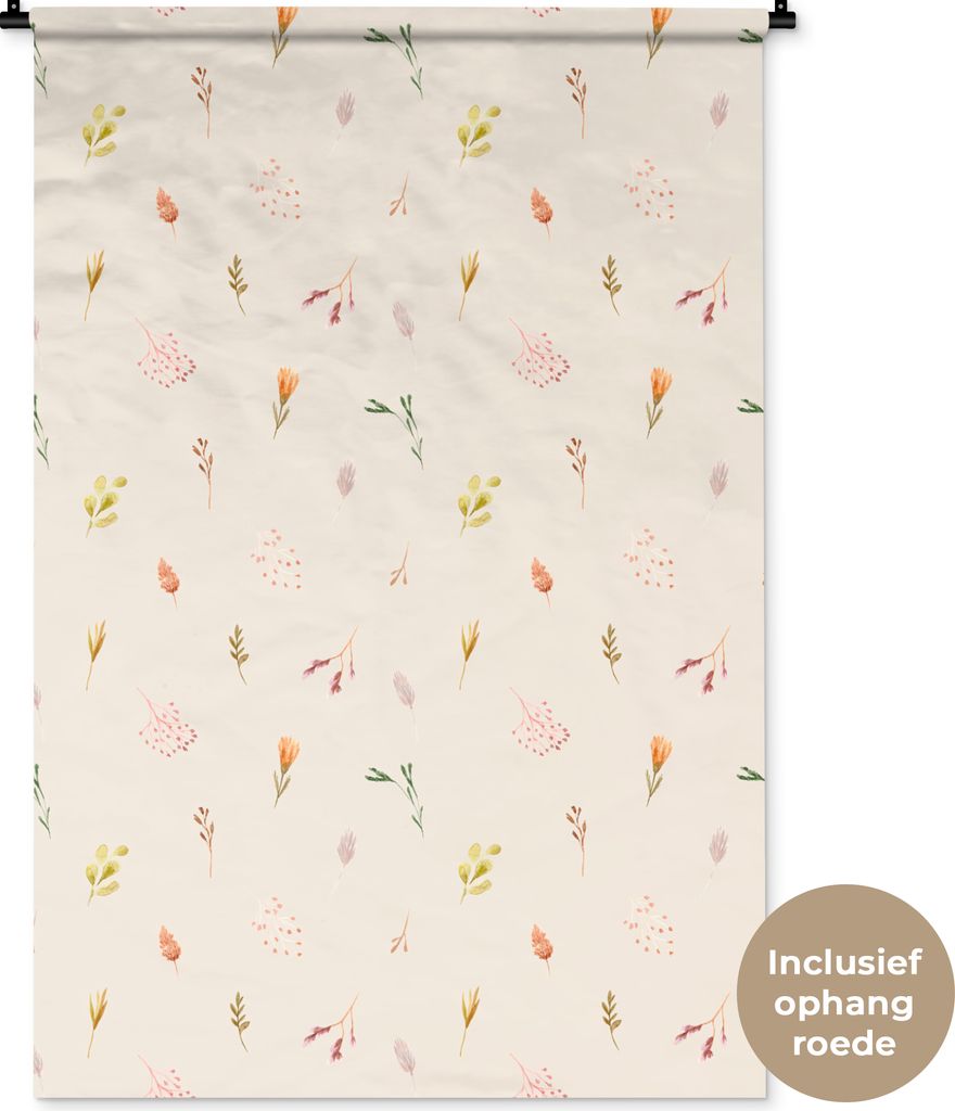 MuchoWow Wandteppich Wandbehang Blumen - Pastell - Muster 90x135 cm Tapisserie Dekoration Wandtuch - Baumwolle - Wandskulptur
