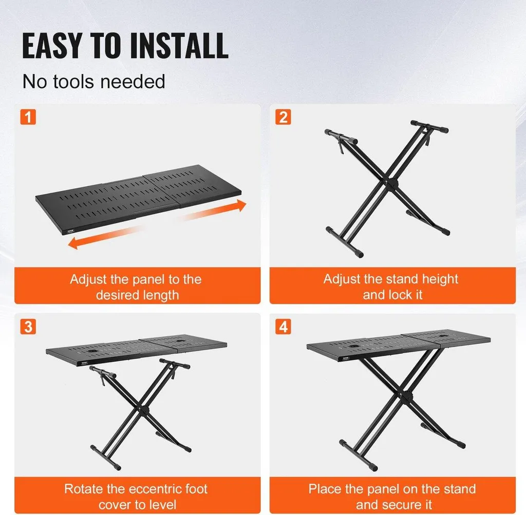 Table DJ Réglable Support Clavier Double X Renforcé Haute Stabilité Pro