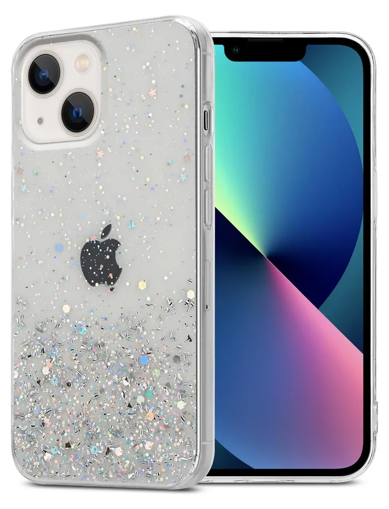 Cadorabo custodia per Apple iPhone 13 custodia protettiva in trasparente custodia del telefono cellulare TPU custodia glitter cover custodia glitter
