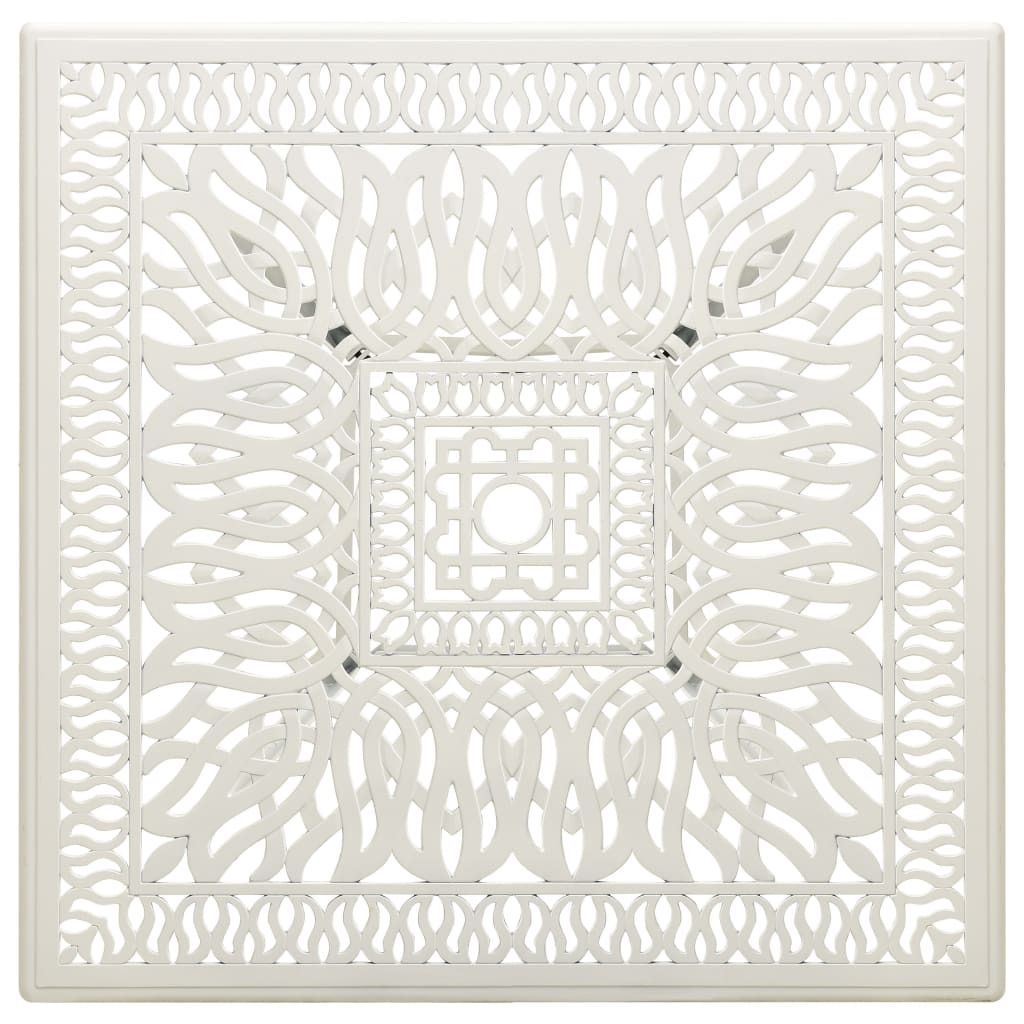 (Design 2026) Gartentisch Weiß 90x90x73cm Aluminiumguss - HOMMIE 501388 - Gartentische