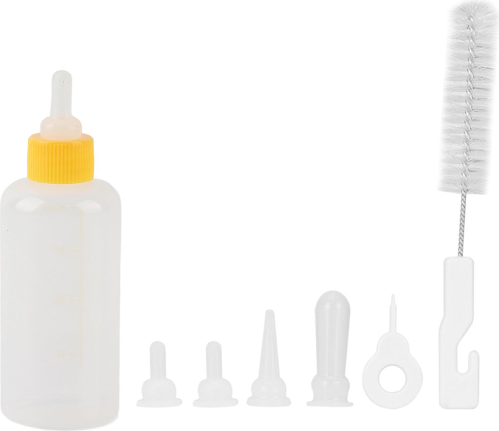 6PCS/ SET 60 ml Haustierpupfkätzchen Fütterungsflasche kleine Hunde Katzenmilch Pflege Kit (gelb)