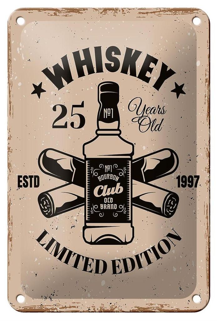 Blechschild Spruch Whiskey 25 years Limited Edition 12x18cm Produktbild 