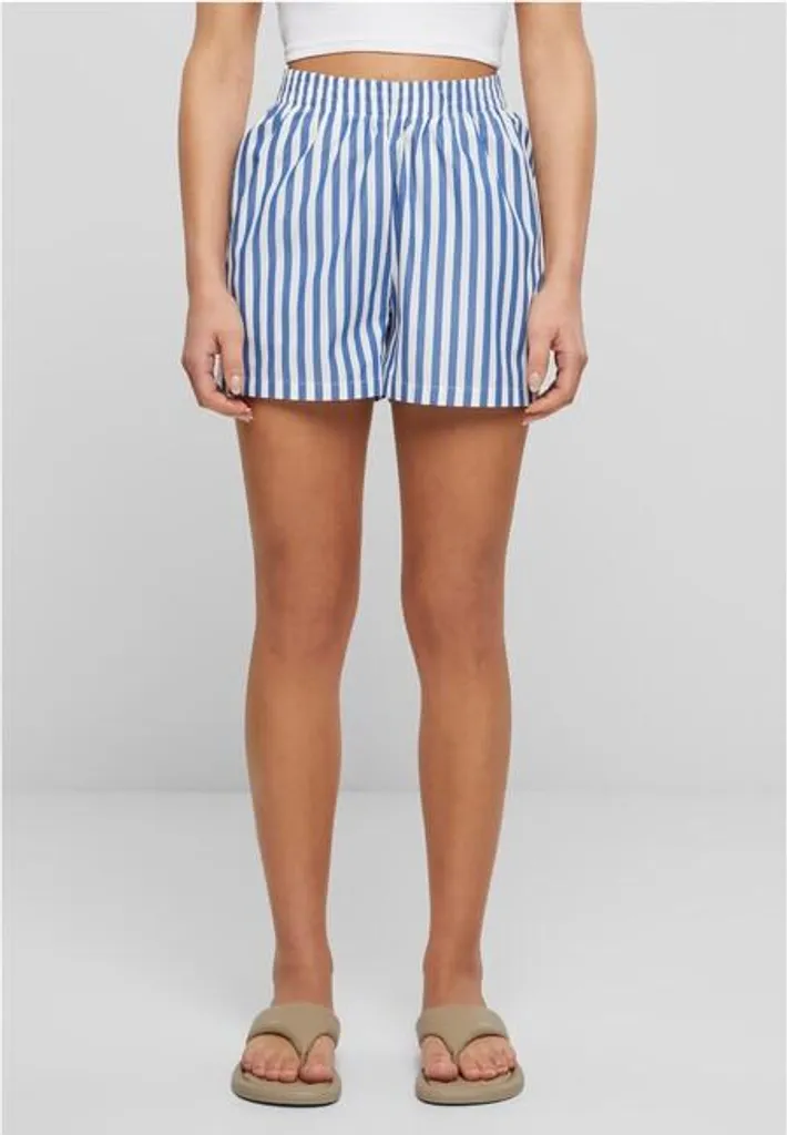 Short décontracté en coton pour femme à rayures blanches et bleues