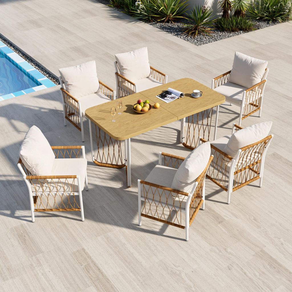 7-teiliges Rattan Gartenmöbel-Set Sitzgruppe 6 Personen Produktbild 