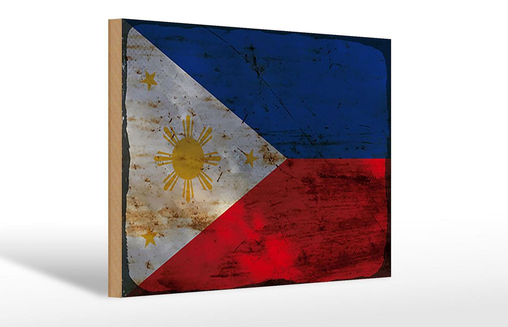 Holzschild Flagge Philippinen 30x20cm Philippines Rost
