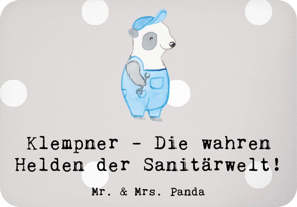 Mr. & Mrs. Panda magnet Klempner Helden - Grau Pastell - Geschenk, feiern, Beruf, mdf, wandmagnet, Geschenke mit Herz, Rohrsanierung, haftmagnet, B...