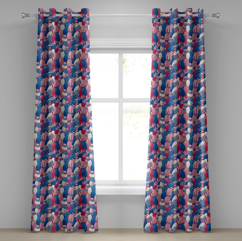 ABAKUHAUS USA Ösenvorhang, Amerikanische Ostereier Übereinander gestapelt mit verschiedenen Flaggen Motiven, Dekorative 2-Panel-Fenstervorhänge,...