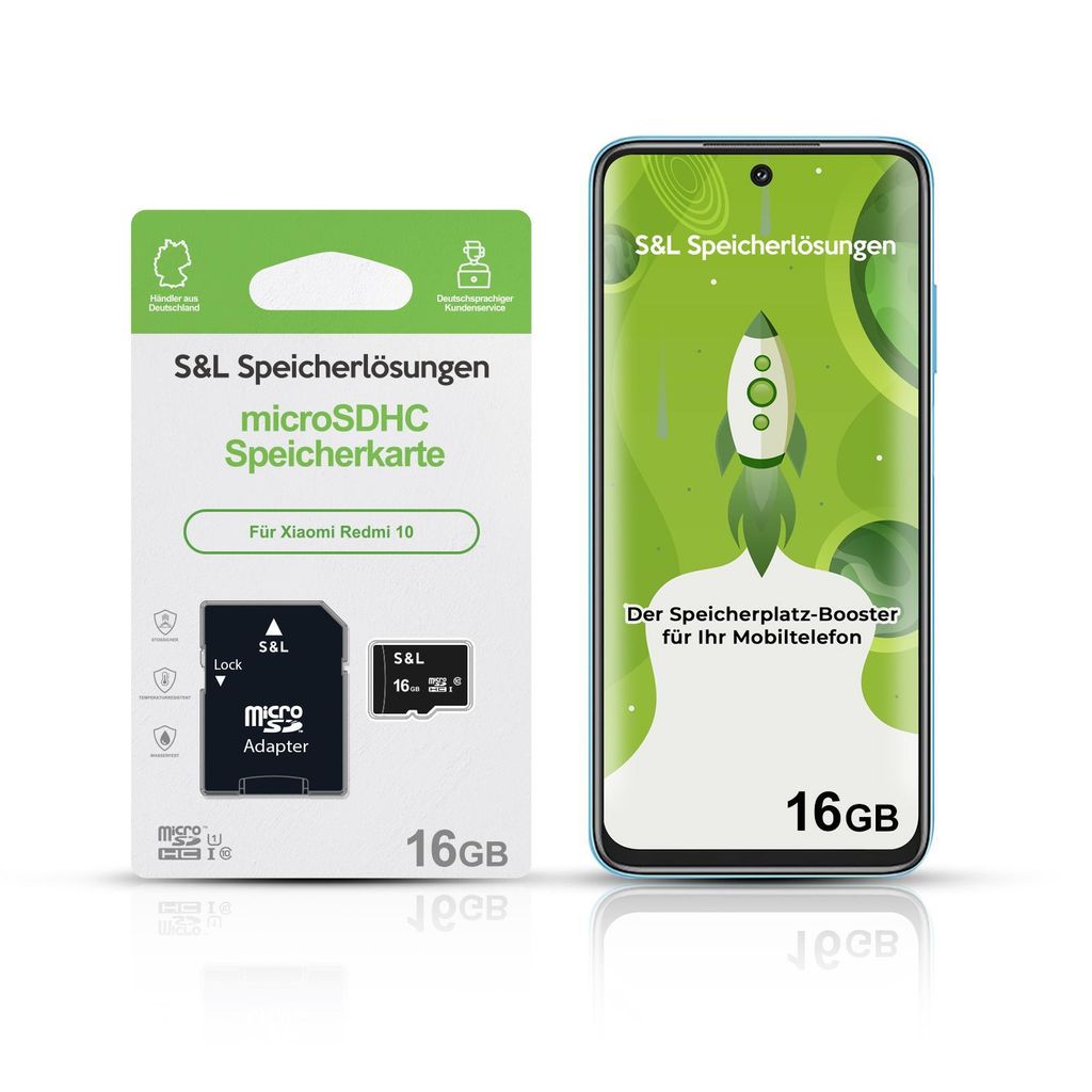 microSD Speicherkarte S&L für Xiaomi Redmi 10 - Speicherkapazität: 16 GB
