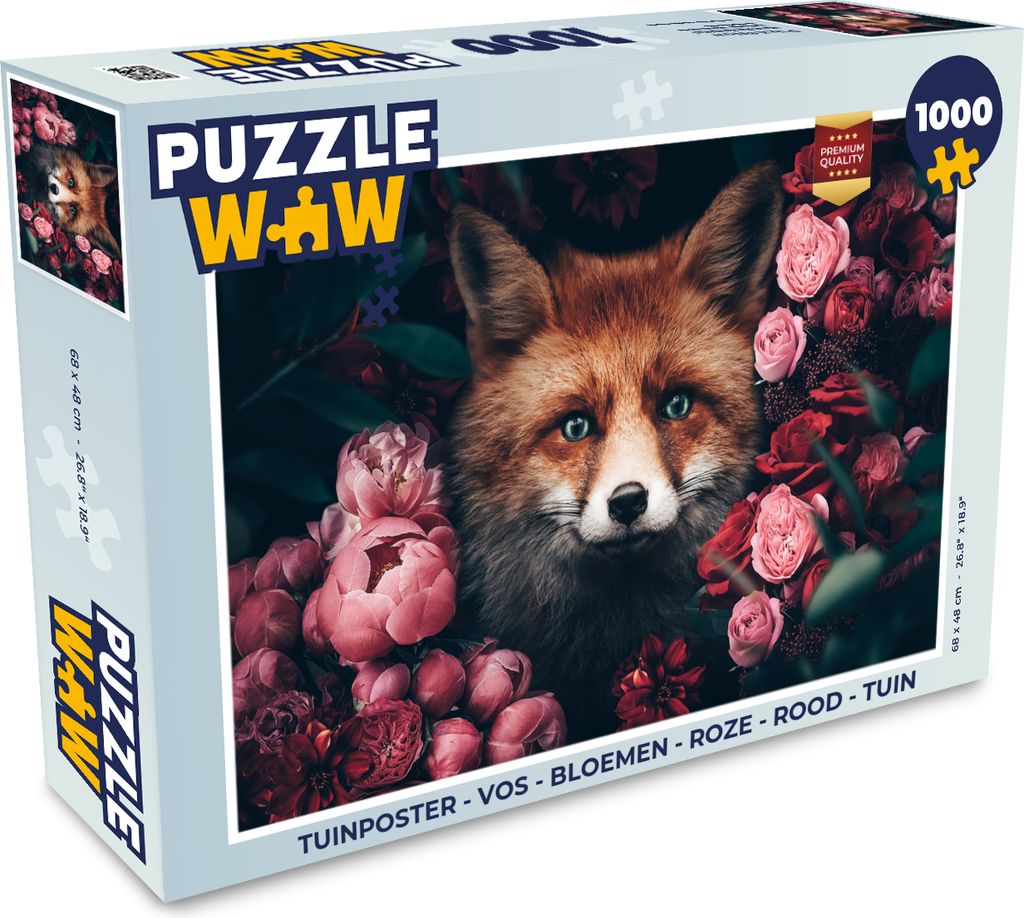 MuchoWow Puzzle 1000 Teile Fuchs - Blumen - Tiere - Erwachsene - Rätsel