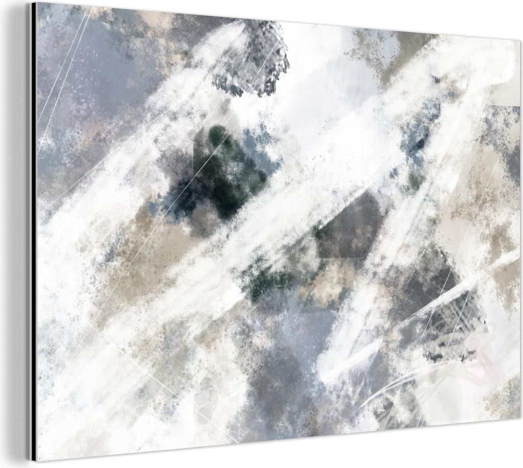 MuchoWow Wanddekoration Metall Metallbild Wandkunst 120x80 cm Kunst - Muster - Grau - Weiß MuchoWow Aluminium Gemälde - Alu Bild