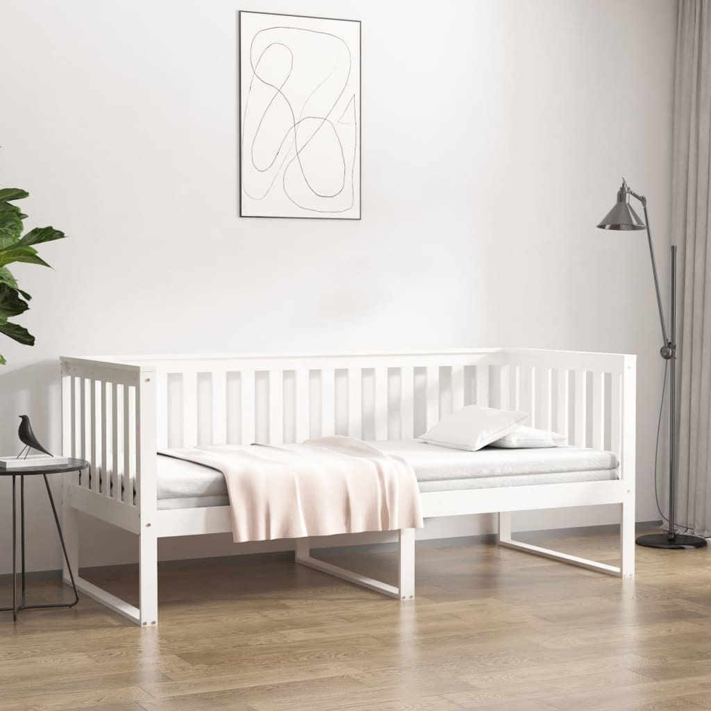 CLORIS Bettsofa Tagesbett Weiß 100x200 cm Massivholz Kiefer, 23,8 kg
