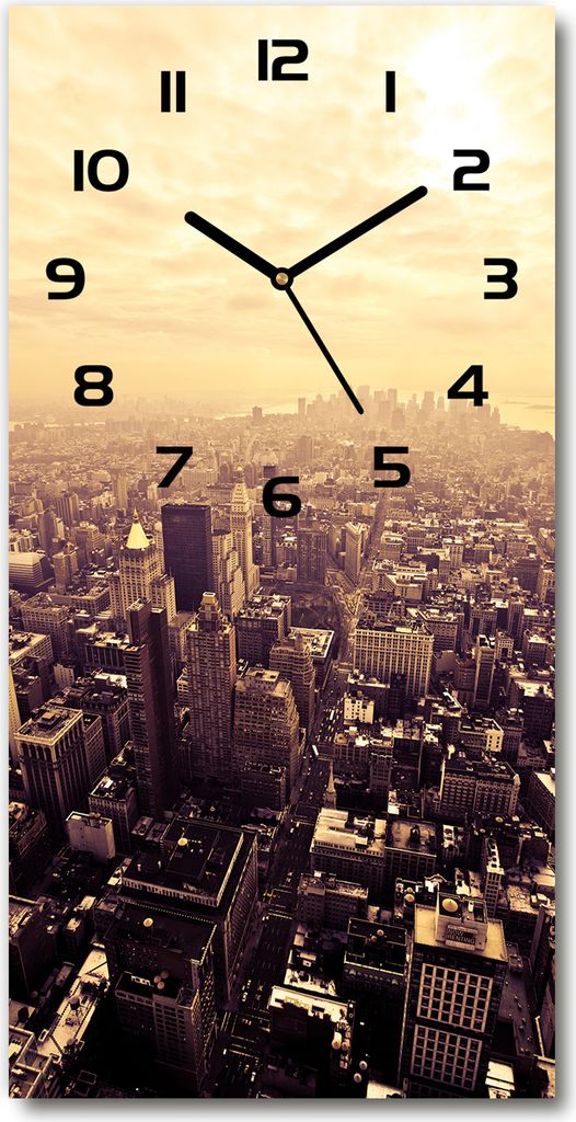 Wanduhr aus Glas – 30x60 cm - Glasbild - Glasuhr - Gehärtetes Glas -Manhattan New York
