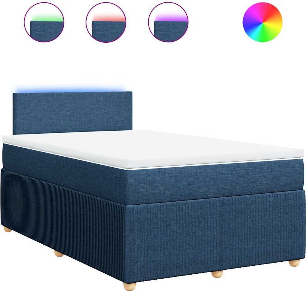 vidaXL Boxspringbett mit Matratze Blau 120x190 cm Stoff