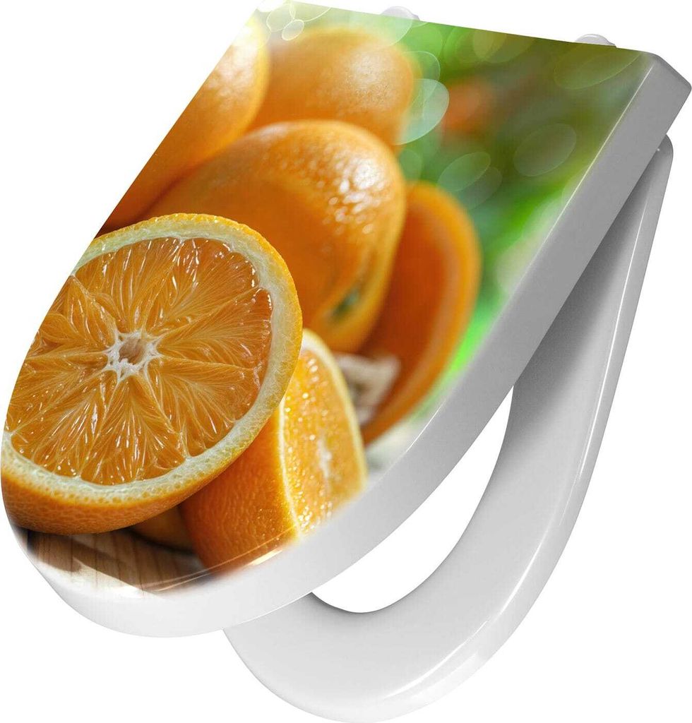 WC-Sitz mit Absenkautomatik, Softclose Scharnier mit Motiv Frische Orangen