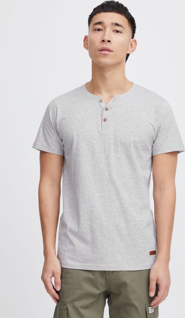 SOLID SDVolker Herren T-Shirt Kurzarm Shirt mit Grandad-Ausschnitt und Knopfleiste Baumwollmischung Regular fit