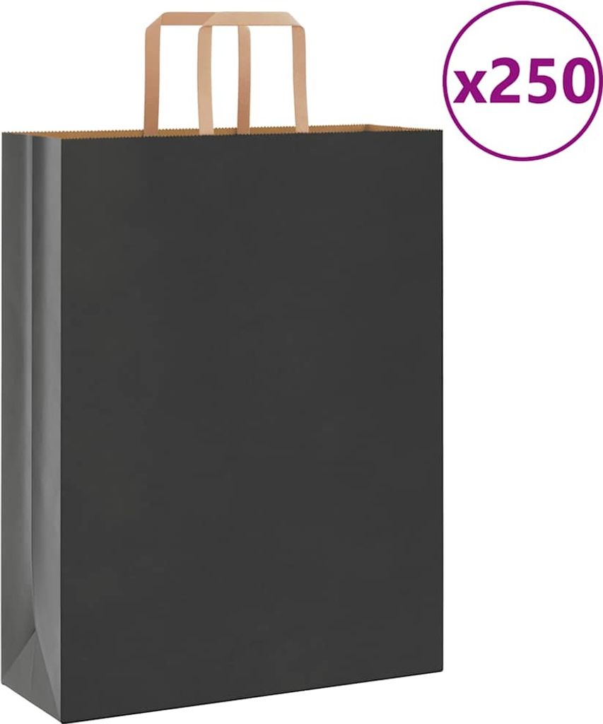 Papiertragetaschen 250 Stk. mit Henkeln Schwarz 32x12x42 cm