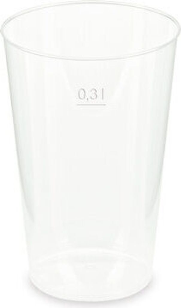 15x Mehrwegbecher Pfandbecher transparent stabil+ PP 0,3L Eichstrich Ø 80mm