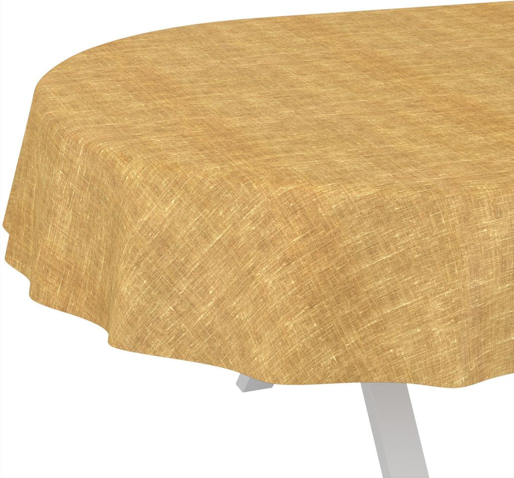 Tischdecke Melliert Senfgelb Oval 160x140cm Schnittkante