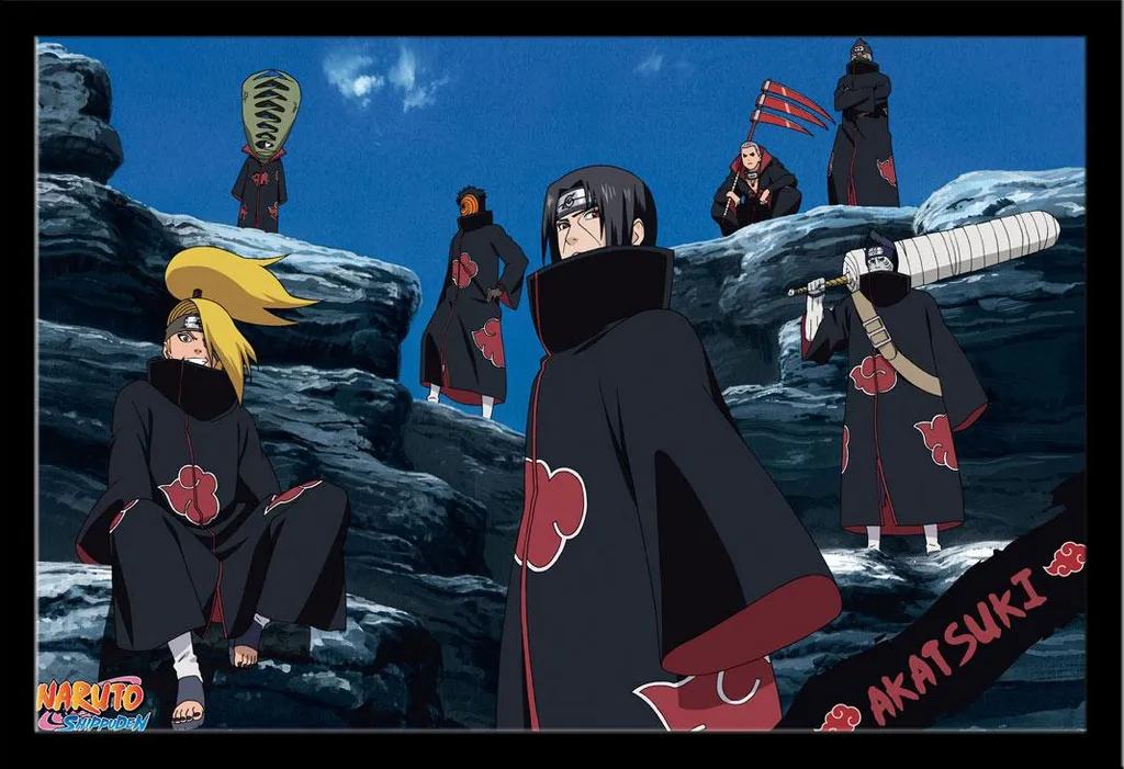 Poster Naruto Akatsuki avec Cadre Shinsuke Maxi MDF Noir et Vitre
