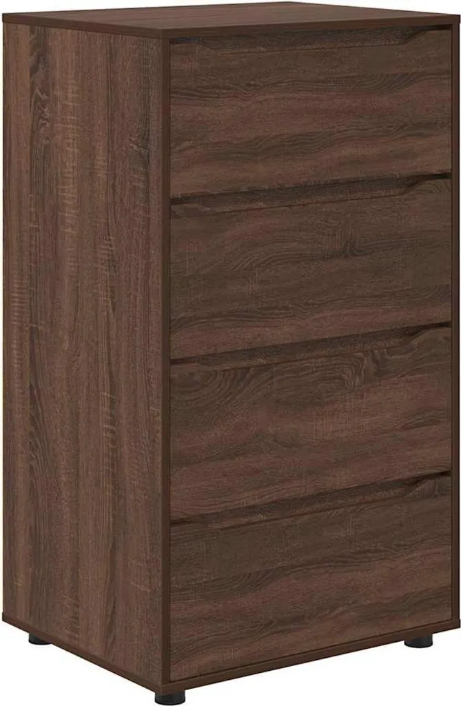 Lot de 2 Meubles de Rangement Aspect Chêne Brun - Commode 60cm de Haut