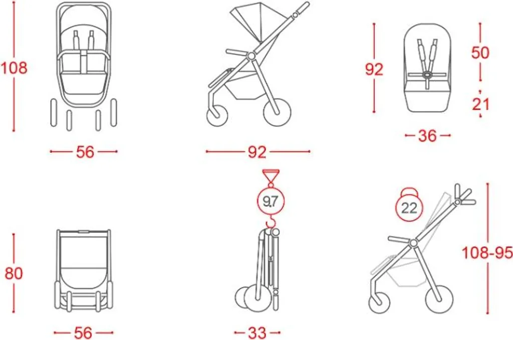 Poussette citadine Bravo 2023 ambre orange pour bébés et tout-petits