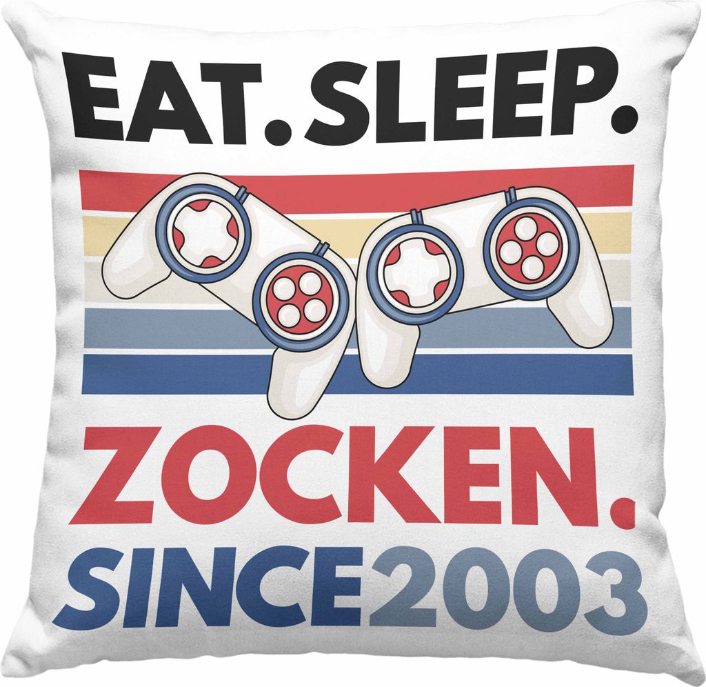 Trendation - 18. Geburtstag Deko-Kissen mit Füllung 40x40 Jungen Jungs Geschenk 18er Geschenkidee 18 Sohn Gamer (Grau)