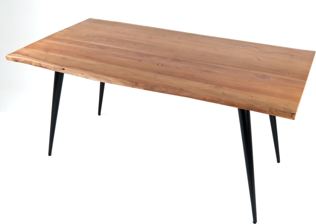 Esstisch >9204-160< Gestell Metall schwarz, Platte Massivholz Akazie - 160x90x78cm (LxBxH)