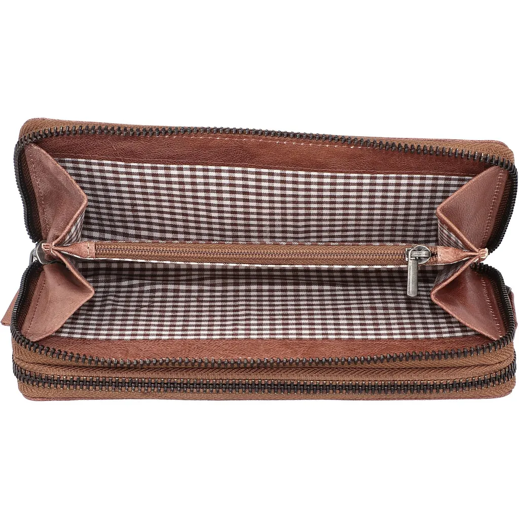Portefeuille MIKA en cuir gris-marron avec compartiments multifonctions - 7