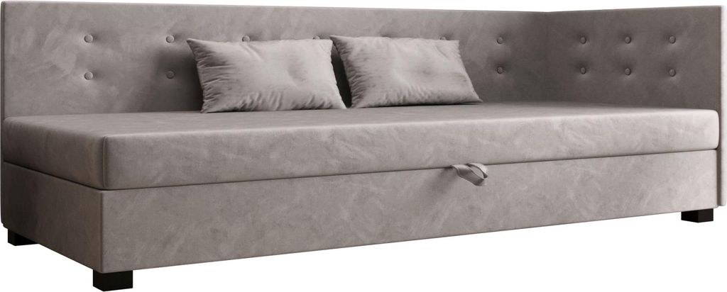 AURA SOFA Boxspringbett NEMO PLUS 110x195 Komplett-Set mit Bonell Matratze, Polsterbett mit Bettkästen - Grau, MONOLITH 84