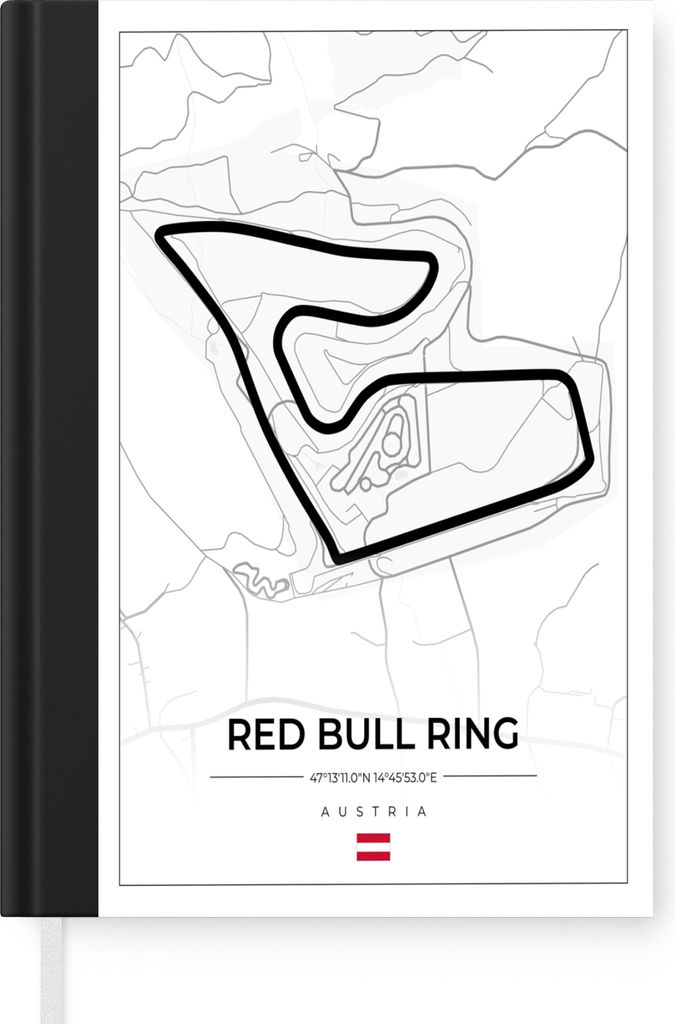 MuchoWow Notizbuch Tagebuch Haushaltsbuch Notebook A5 F1 - Rennstrecke - Red Bull Ring - Österreich - Rennstrecke - Weiß - Notizblock - Notizhe...