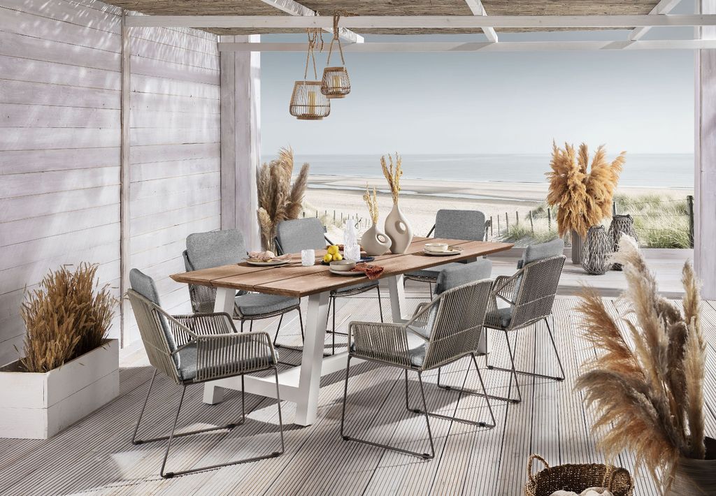 Gartentisch SANSIBAR MYRA BHT 220x100x77 cm weiß Outdoortisch Balkontisch