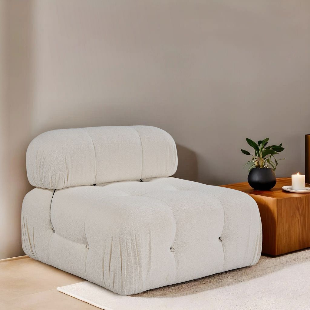 Hanah Home, Bubble O1 - Beige, 1-Sitzer-Sofa, Weiß, 95 x 95 x 75 cm