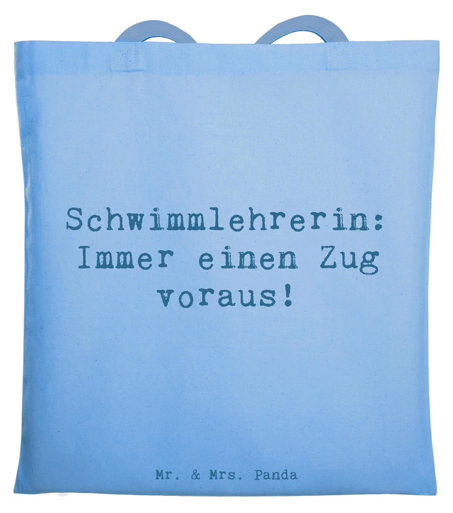 Mr. & Mrs. Panda Schultasche Spruch Schwimmlehrerin Zug voraus - Sky Blue - Geschenk, Anerkennung, Leidenschaft, personalisierte Geschenke, canvas ...