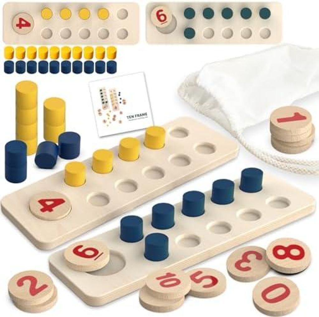 Montessori Spielzeug Mathematik Zahlen Lernen Holzspielzeug für Kinder ab 2 3 4 5 6 Jahre, Lernspiele Zahl und Zählung Motorikspielzeug Steckspie...