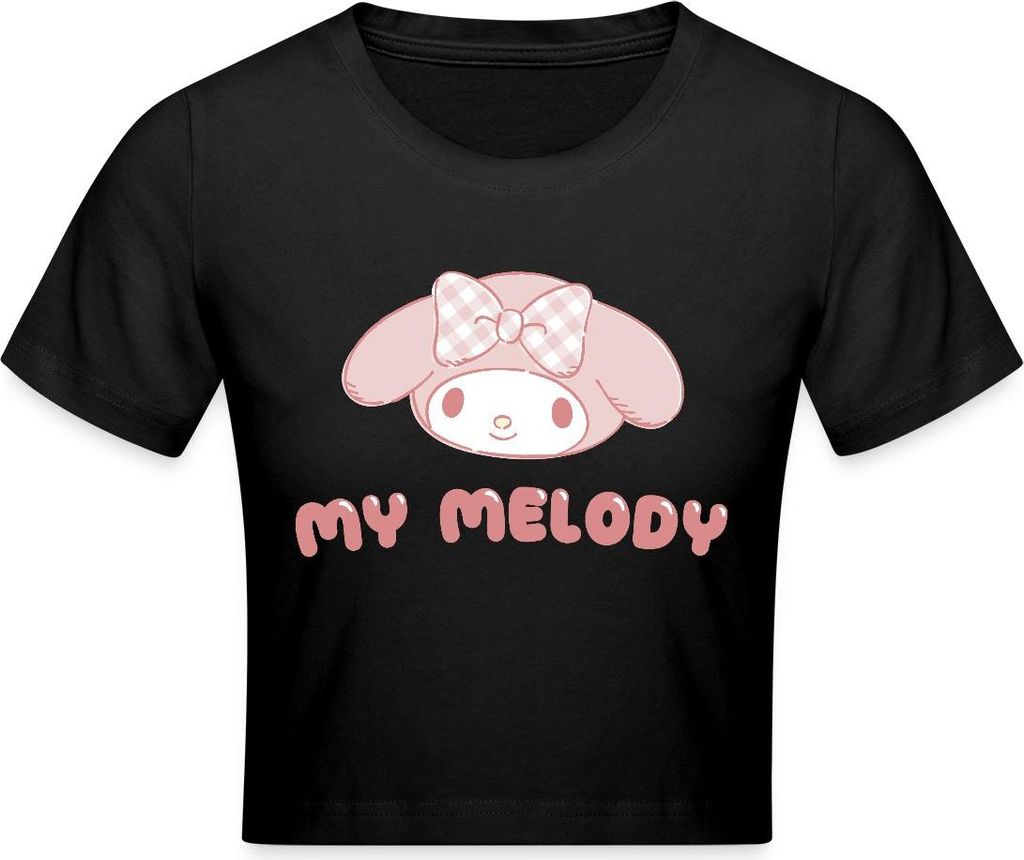 Spreadshirt My Melody Portrait Crop Top, L, Schwarz
