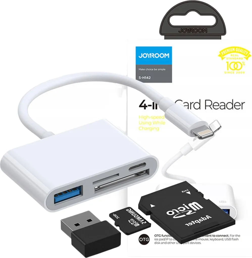 JOYROOM Lightning to USB-A / SD / microSD OTG Adapter Joyroom S-H142, White