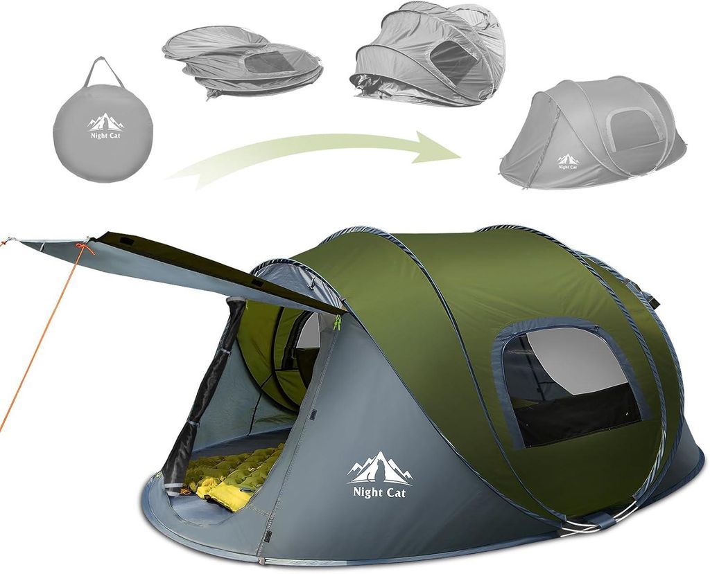 Night Cat Wurfzelt 2 Personen Wasserdicht: Camping Zelt für Outdoor Sport Picknick Wandern Reisen Grün