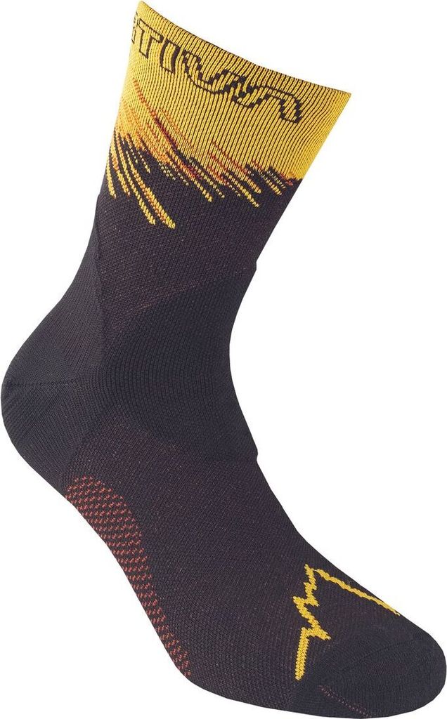 Ultra Running Socks, La Sportiva Mountain Running Footwear, S, Black/Yellow (Black) - La Sportiva