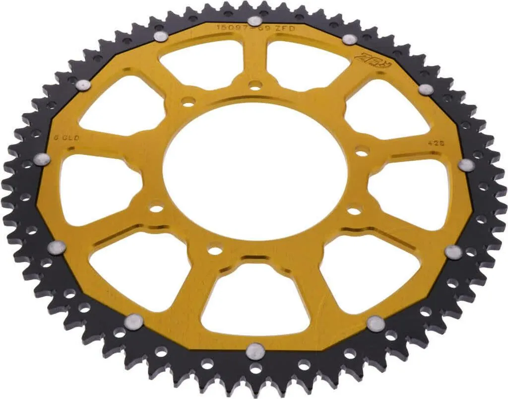 Couronne ZF bimatière 69 dents pas 428 or noir ultra légère