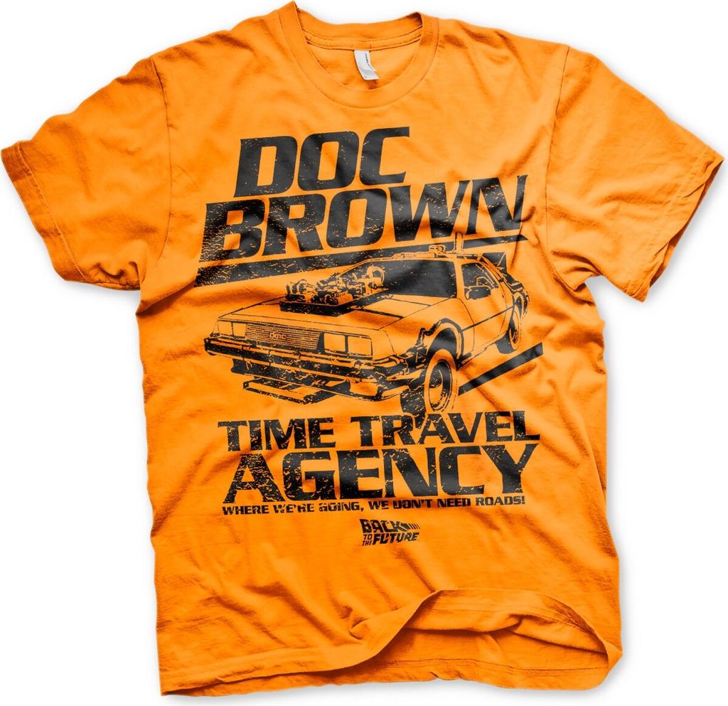 Doc Brown Time Travel Agency T-Shirt - Small - Orange Produktbild 