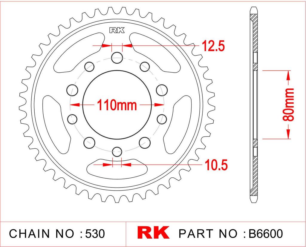 Rk Kettenrad 530 42z Stahl silber