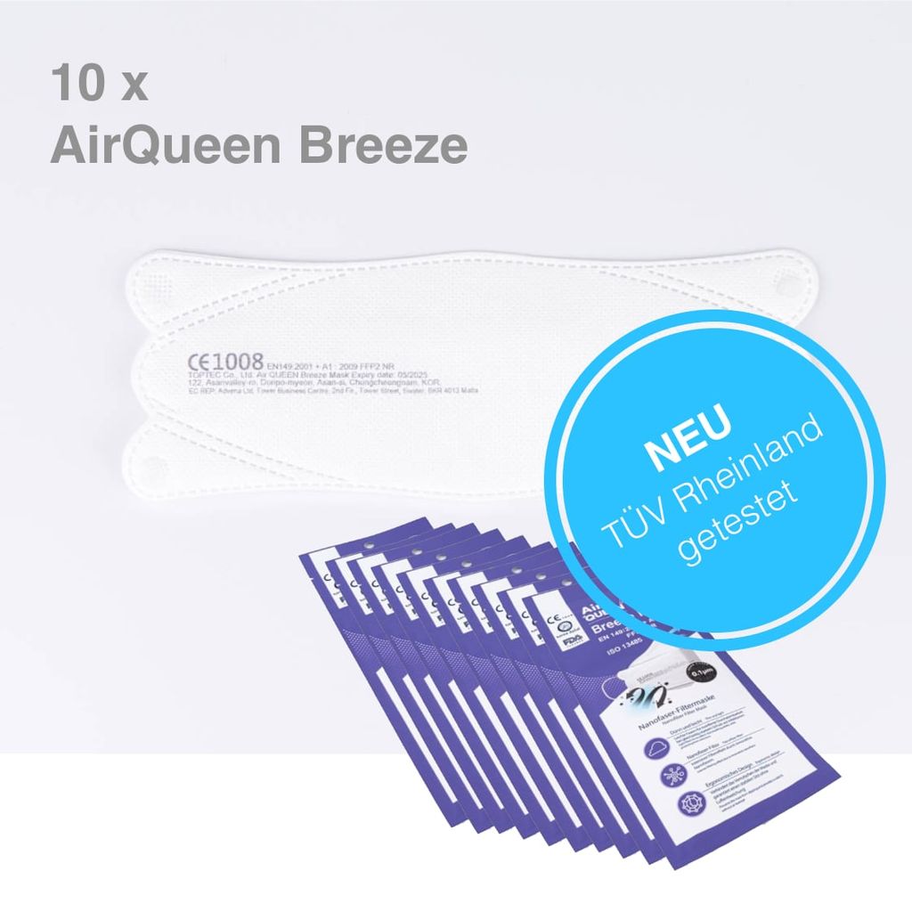 10 x Original AirQueen Breeze Mask FFP2 CE 1008 Produktbild 