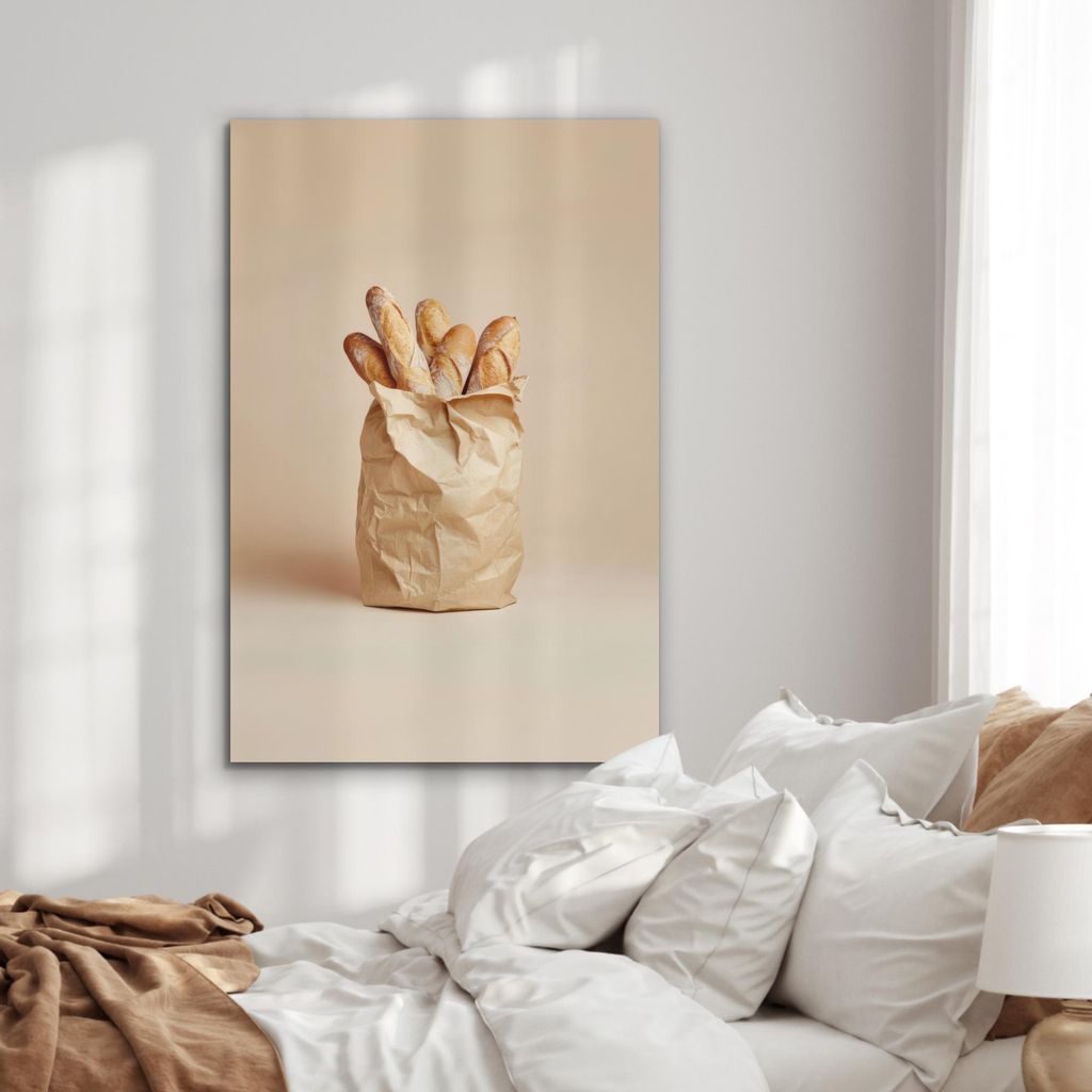 MuchoWow Wanddekoration Metall Metallbild Wandkunst 80x120 cm Baguette - Brot - Baguette - Beige MuchoWow Aluminium Gemälde - Bilder