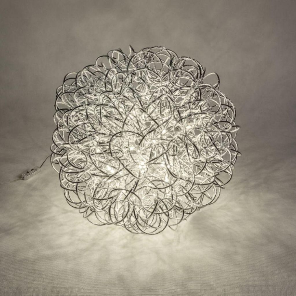 XXL LED Deko Kugellampe, Leuchte DRAHT D.  60cm silber Produktbild 