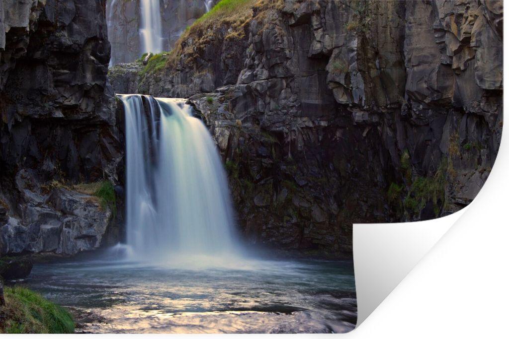 MuchoWow Wandtattoo Wandsticker Wandaufkleber Wasserfall - Wasser - Felsen 90x60 cm Selbstklebend und Repositionierbar - Aufkleber