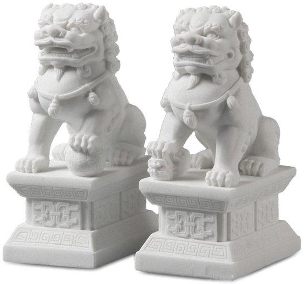 Feng Shui-Statuen - Paar - Weißer Marmor - 18 cm
