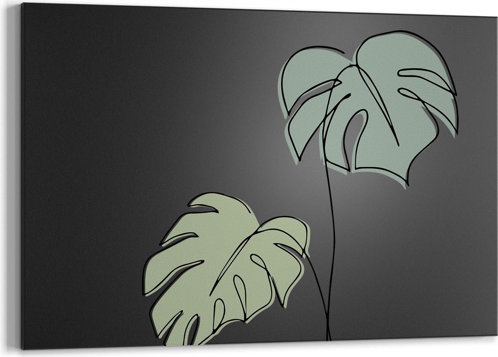 DEQORI Kreidetafel 60x40 cm 'Monstera in Bewegung' Tafel Wandtafel Schreibtafel